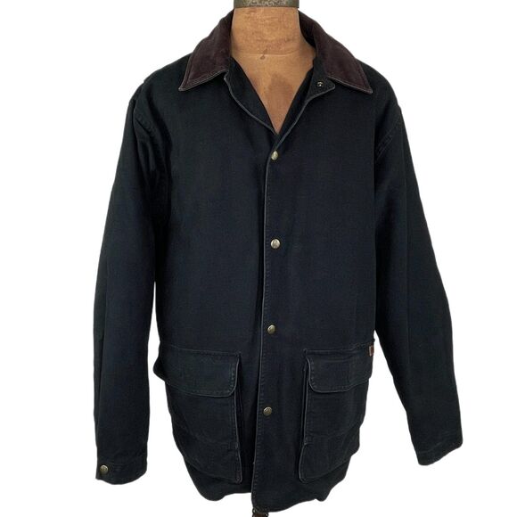 Woolrich Rugged OutdoorWear Wool Blanket Lined Chore Jacket Black Men’s Size L